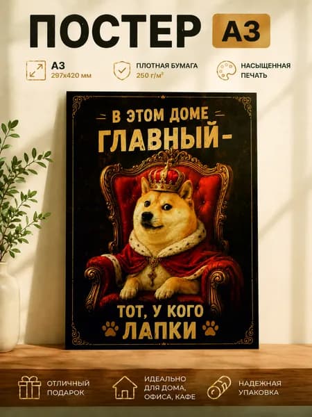 Смешной постер с собакой прикольный подарок собачнику