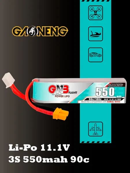 Аккумулятор Li-po Gaoneng GNB 550mah 3S1P 11.1V 90C 18x18x72mm LONG TYPE