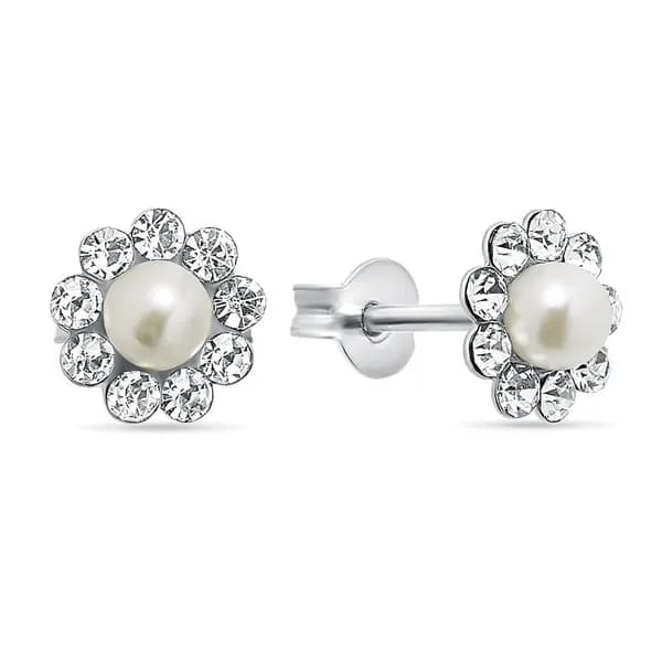 Серьги женские с искусственным жемчугом серебро 925 пробы 585GOLD