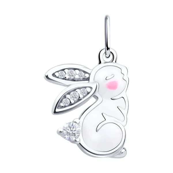 Diamant, Подвеска (кулон) из серебра с фианитами и эмалью, 94-130-02223-1, подвески, 925 проба