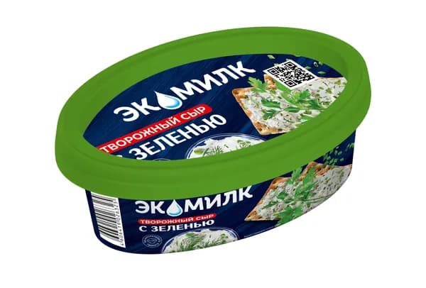 Сыр творожный с зеленью 60%, 120 г, Экомилк
