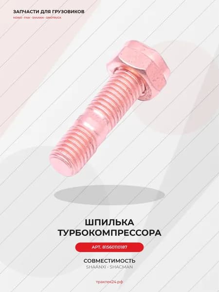 Шпилька турбины с гайкой М10х1.5х42 для Shacman X3000 / WP10 E32 / WP10 E40 / WP10 E53 336