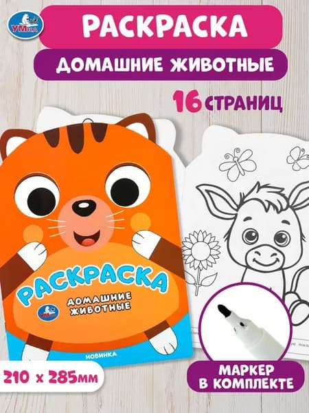Раскраска для детей Умка Домашние животные, 16 страниц