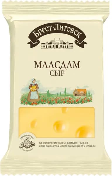 Сыр полутвердый БРЕСТ-ЛИТОВСК Маасдам 45%, без змж, 200г 3 шт.