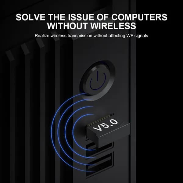 USB-адаптер Bluetooth 5.0 для ПК и автомобилей, черный