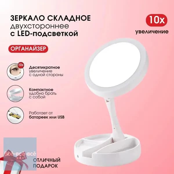 Зеркало гримерное "Зеркало косметическое, 15.5 см х 33 см, 1 шт", 15.5 см х 33 см, 1 шт