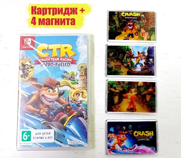 Игра Crash Team Racing Nitro-Fueled + 4 магнита Nintendo Switch (Nintendo Switch, Английская версия)