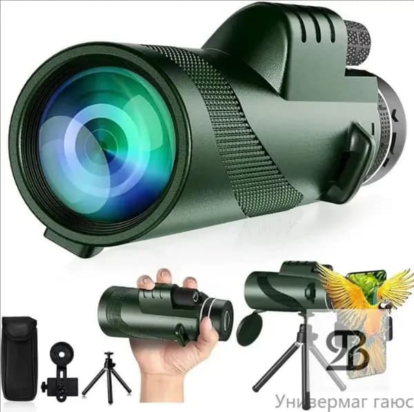 Монокулярный телескоп HD 80X100 для взрослых с высоким увеличением, адаптером для мобильного телефона, штативом на 360 , призмой BAK-4 и прозрачной линзой.