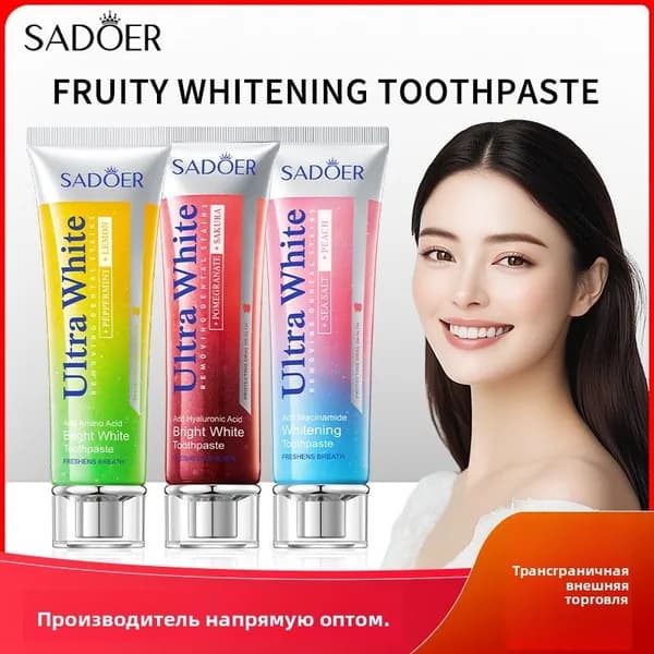 Зубная паста SADOER фруктово-лимонно-мятная отбеливающая пятновыводитель