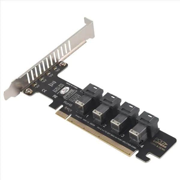 (S T N Z) NGFF PCI-E 16X на 4 порта U.2 Раздельная карта расширения NVME SFF-8639/8643 PCIE SSD-адаптер совместим с материнской платы SSD