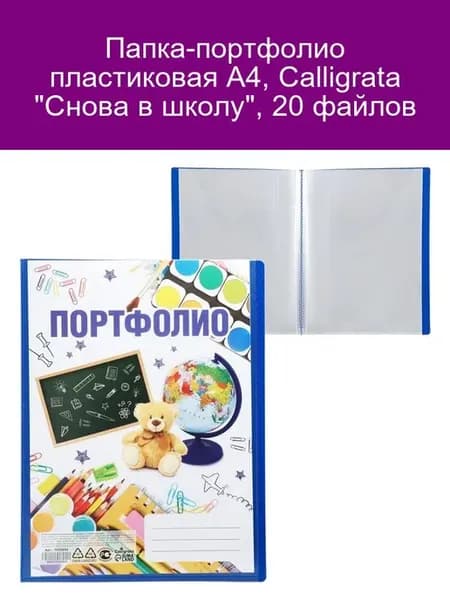 Папка-портфолио А4 "Школа", 20 файлов