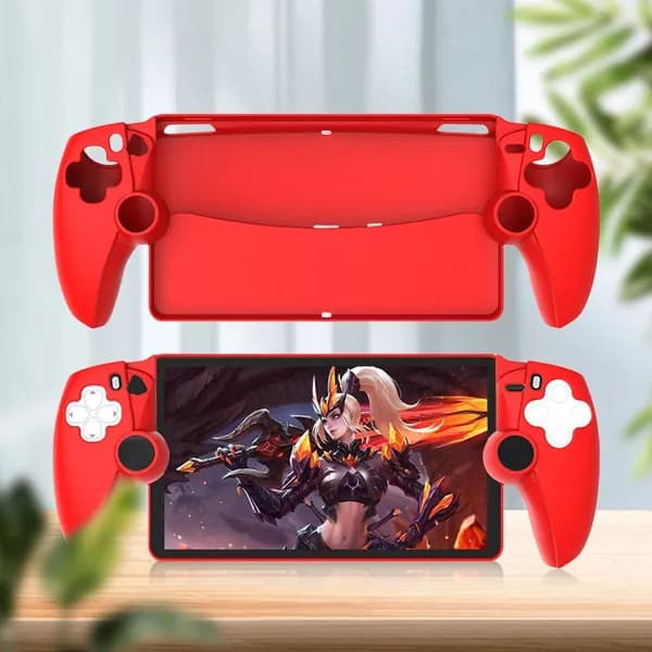 Силиконовый чехол для SONY PlayStation Portal красного цвета с защитой от ударов и скольжения