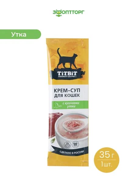 Лакомство крем-суп TiTBiT с кусочками утки, 35 г х 1 шт.