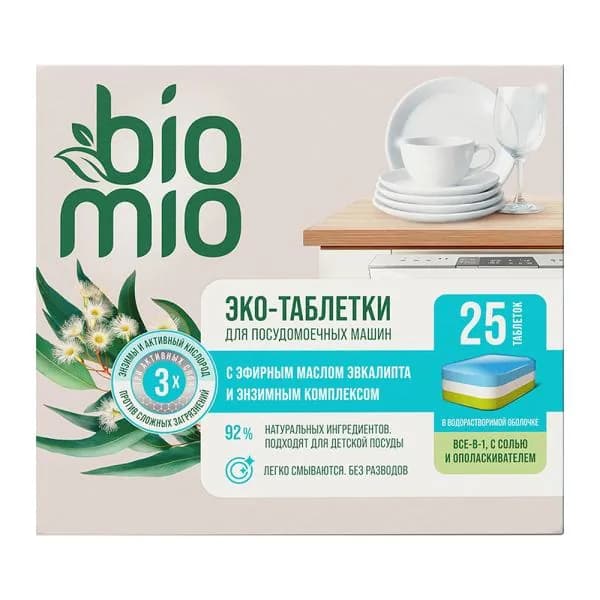 Таблетки для посудомоечных машин Bio Mio 7в1 Эвкалипт 25шт