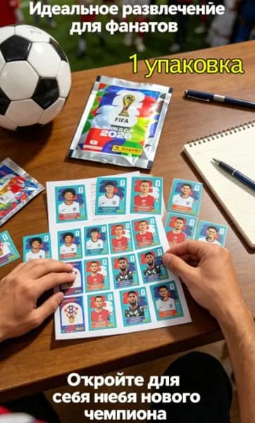 Panini 2026 FIFA World Cup Stickers, 1 пакетов, всего 7стикеров, коллекционные стикеры Чемпионата мира 2026