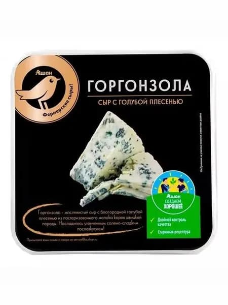 Сыр мягкий АШАН Золотая птица Горгонзола с голубой плесенью 50% БЗМЖ 150 г