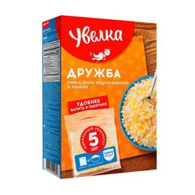 Смесь круп Увелка Дружба рис и пшено в пакетах для варки 5шт*80гр