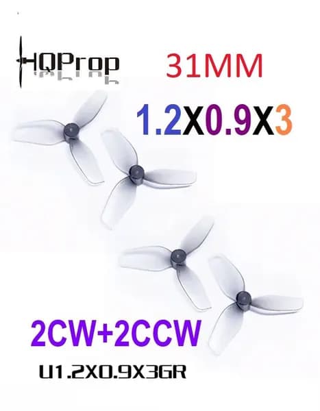 Пропеллер для FPV дрона HQProp 1.2X0.9X3 (31MM), 1мм, 3 лопасти, 4 шт. Grey