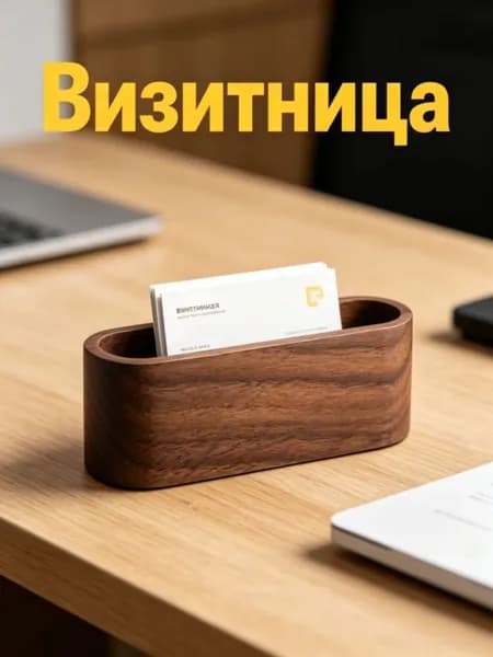 Деревянный органайзер для бизнес-карточек и мемо с декоративным дизайном 1 шт