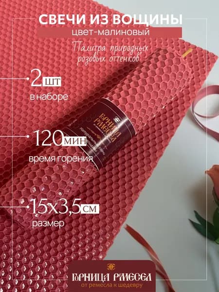 Горница ремесел Свеча ароматическая "медовый", 15 см х 3.5 см, 2 шт