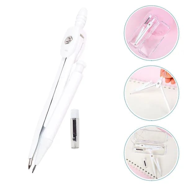 Портативный металлический белый циркуль для рисования кругов с набором грифелей для учебы