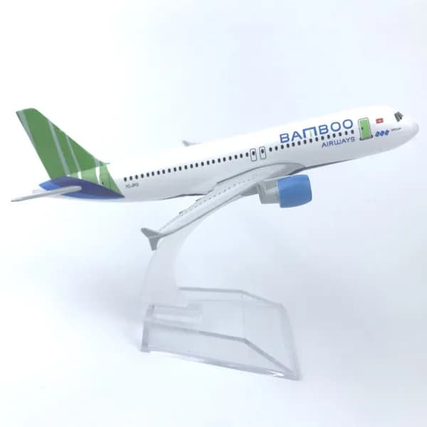 16 см , Металлическая модель самолета Airbus A320 Bamboo Airways
