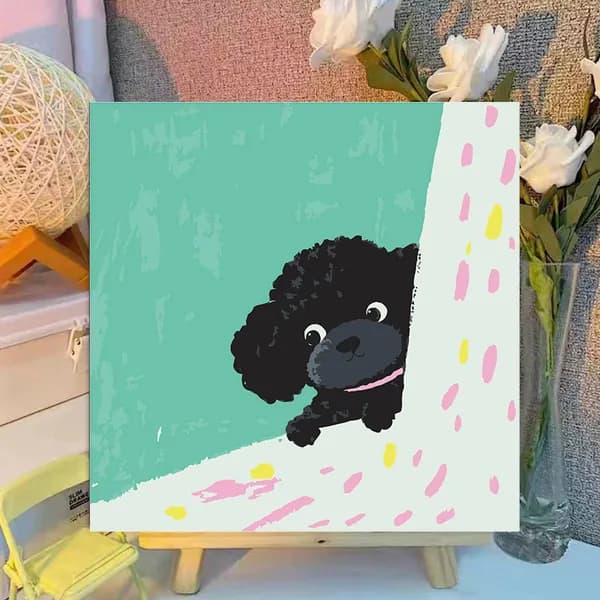Картина по номерам, 20x20 CM, Кошки и собаки,Мультфильмы, подарки для детей, декомпрессия