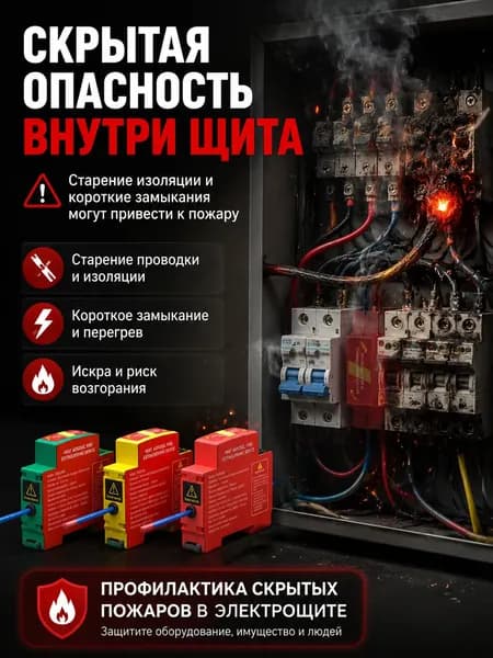 Автоматический огнетушитель для электрощитов на DIN-рейку, 10 г, красный, с клеем 3M и креплением на рейку