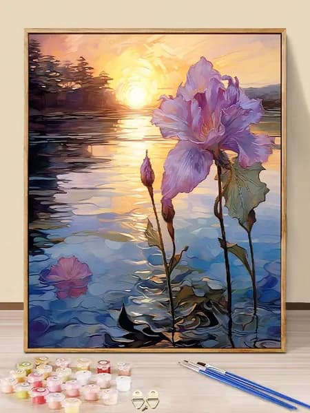 Картина по номерам для взрослых начинающих,цветок, цветной холст, 40x50см, Без рамки