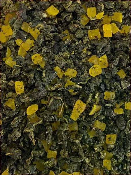 Дынный улун листовой зеленый чай оолонг с натуральными кусочками спелой медовой дыни20 г, настоящий зеленый ароматизированный чай фруктовый Улун (листовой Melon Oolong Tea), 100 граммов