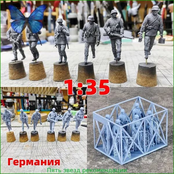 3Dпечать, фигурки солдат из смолы, немецкие модельнаборы, масштаб 1/35, неокрашенные, требуют самостоятельной сборки