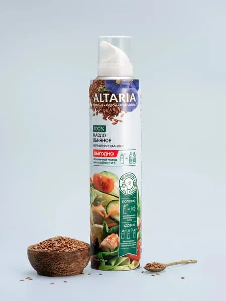 Масло ALTARIA льняное нерафинированное /спрей/ 250мл