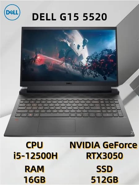 Dell Игровой ноутбук 15.6", Intel Core i5-12500H, RAM 16 ГБ, SSD 512 ГБ, NVIDIA GeForce RTX 3050 для ноутбуков (4 Гб), Windows Pro, черно-серый, Английская раскладка