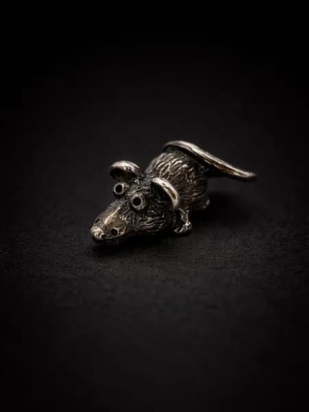 Кошельковая мышь денежный талисман на удачу из серебра 925 пробы, П1397 черн.