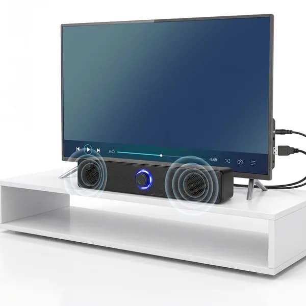Компьютерные колонки проводные, 4D-стереозвук, компактные, с регулятором громкости