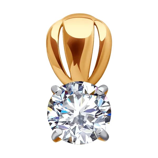 Золотая подвеска DIAMANT-ONLINE с фианитом 585 пробы