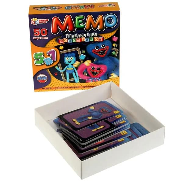 Карточная игра Мемо. Приключения монстриков 5 в 1