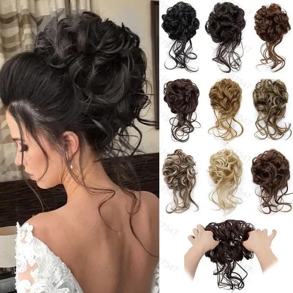Кудрявый пучок вьющихся волос Tousled Updo Эластичная лента для волос Scrunchie