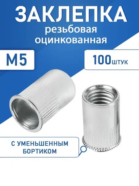 Заклепка резьбовая оцинкованная уменьшенный борт М5 100шт