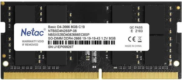 Netac Оперативная память NTBSD4N26SP-08 DDR4, 2666 МГц, 1 x 8 ГБ (NTBSD4N26SP-08)
