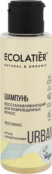 Шампунь для волос ECOLATIER д/поврежденных волос аргана&белый жасмин, Восстанавливающий 100мл