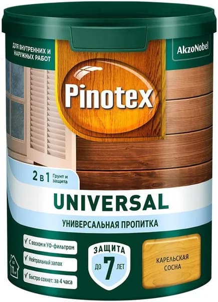 OMNITEX / PINOTEX Universal универсальная пропитка для дерева 2в1 карельская сосна (0,9л)
