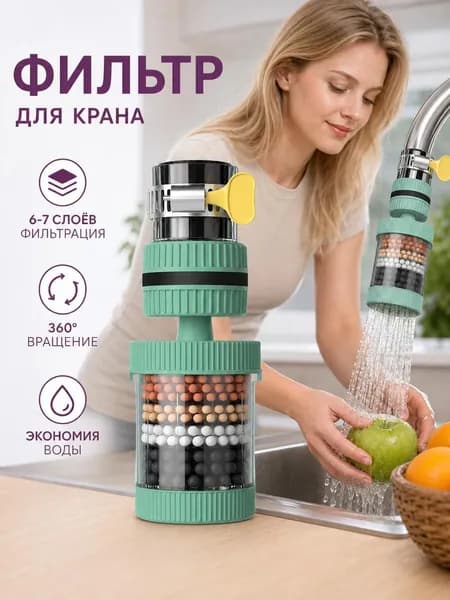 Поворотная насадка-фильтр на кран, защита от брызг и экономия воды, для кухонной мойки