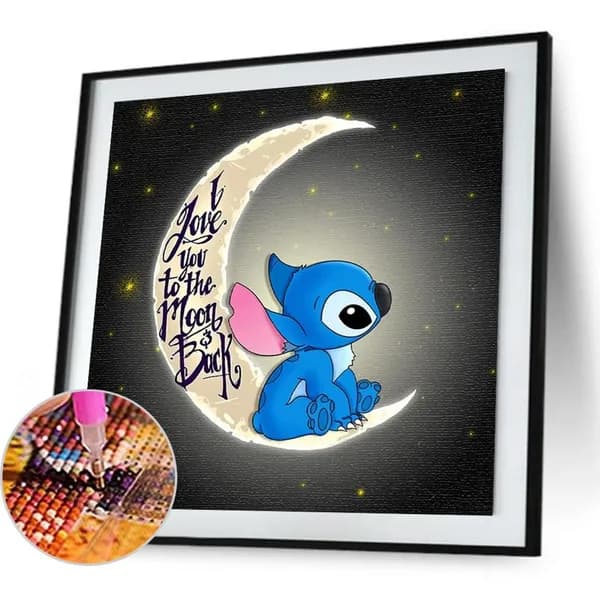 Диамантная картина Луна и Стич , 30 30 см, DIY-набор со стразами