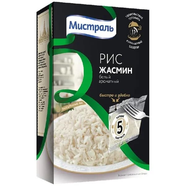 Рис МИСТРАЛЬ Жасмин (5х80г) в пакетиках 400г