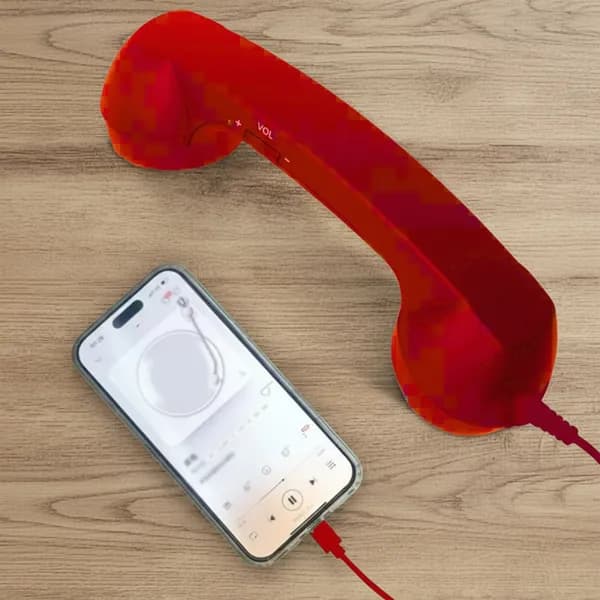 Ретро-телефонная трубка USB-C, красная, из ABS-пластика