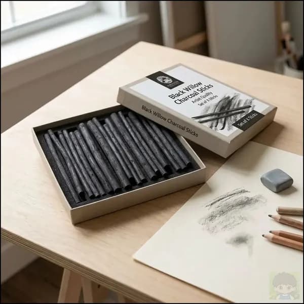 Угольные палочки из черной ивы для художественного рисования и масляной живописи, прочные и легкие