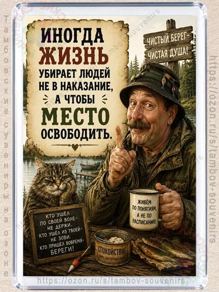 Магнитик на холодильник "Иногда жизнь убирает людей"