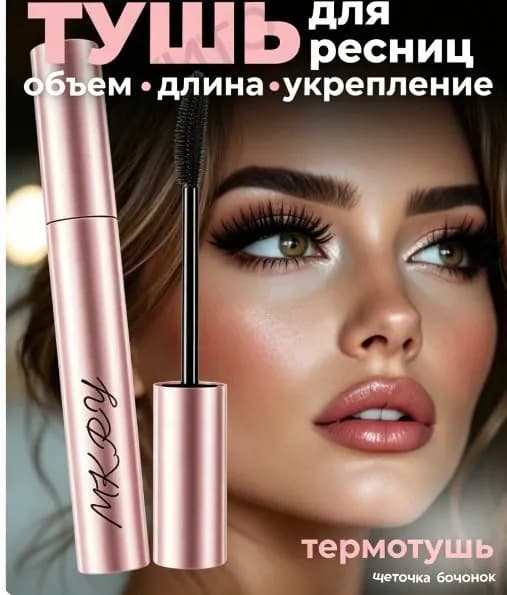 Тушь для ресниц, удлиняющая, черная, Термотушь "COLLAGEN LASH VOLUME", мощный объем, удлинение и уход! 10ml