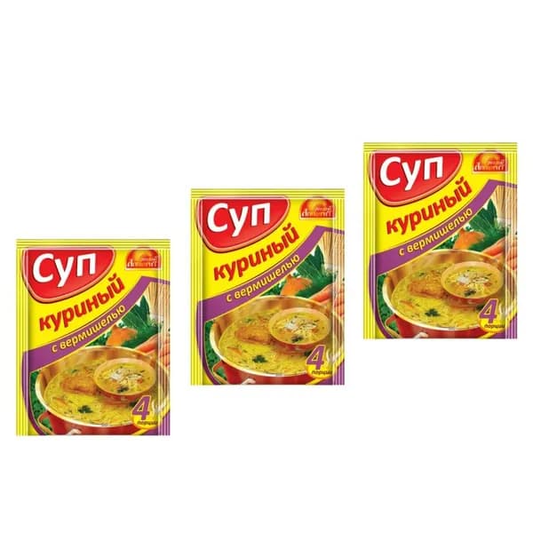 Русский Аппетит Суп быстрого приготовления куриный с вермишелью, 60 гр., 3 уп.